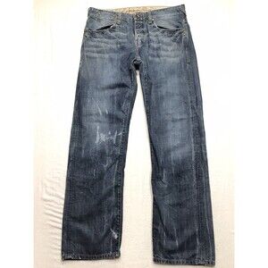 GUESS Premium Rebel Jeans Men 36x34 Distressed Whisker Wash Punk Grunge